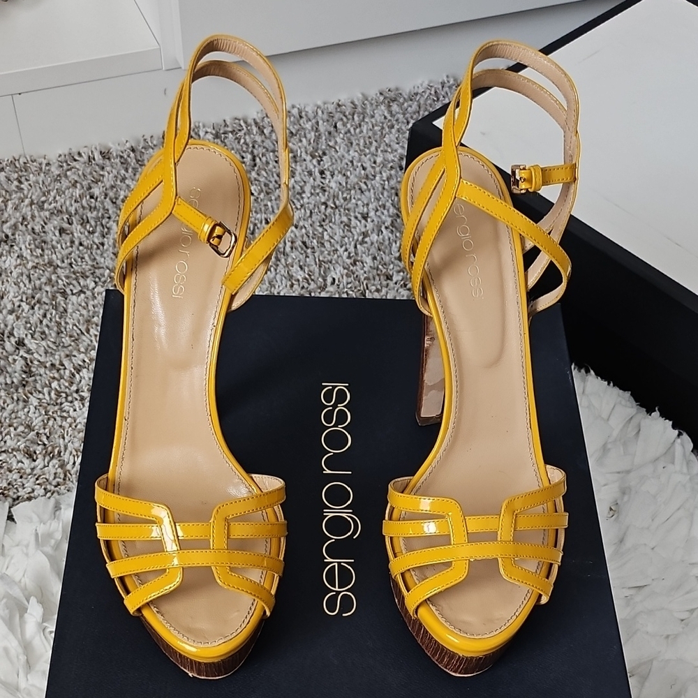 Sergio Rossi Bright Yellow Strappy Heels